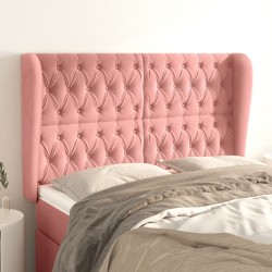 Tête de lit avec oreilles Rose 147x23x118/128 cm Velours 