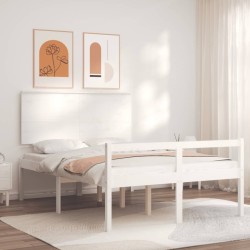Lit pour personne âgée sans matelas blanc bois massif 