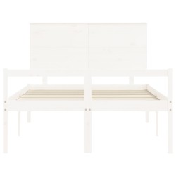 Lit pour personne âgée sans matelas blanc bois massif 