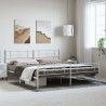 Cadre de lit métal sans matelas et pied de lit blanc 183x213 cm 