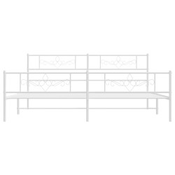 Cadre de lit métal sans matelas et pied de lit blanc 183x213 cm 