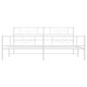 Cadre de lit métal sans matelas et pied de lit blanc 183x213 cm 