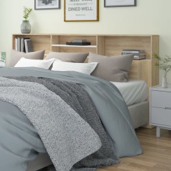 Armoire de tête de lit Blanc et chêne sonoma 220x19x103,5 cm 