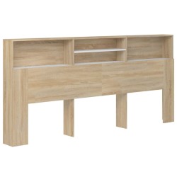 Armoire de tête de lit Blanc et chêne sonoma 220x19x103,5 cm 