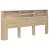 Armoire de tête de lit Blanc et chêne sonoma 220x19x103,5 cm 