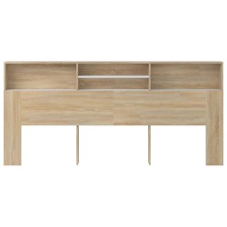 Armoire de tête de lit Blanc et chêne sonoma 220x19x103,5 cm 