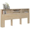 Armoire de tête de lit Blanc et chêne sonoma 220x19x103,5 cm 