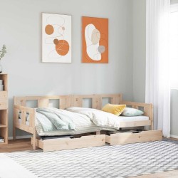 Lit de jour avec tiroirs sans matelas 90x200 cm bois massif 