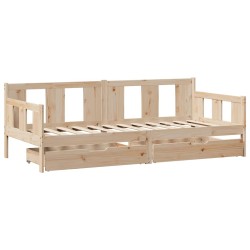 Lit de jour avec tiroirs sans matelas 90x200 cm bois massif 