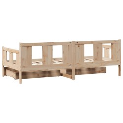 Lit de jour avec tiroirs sans matelas 90x200 cm bois massif 