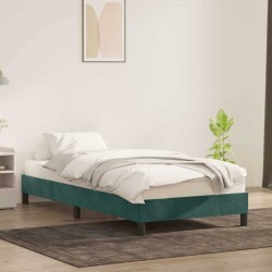 Cadre de lit sans matelas vert foncé 90x220 cm velours 