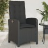 Chaises inclinables de jardin lot de 2 et coussins noir rotin 