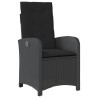 Chaises inclinables de jardin lot de 2 et coussins noir rotin 