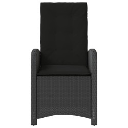 Chaises inclinables de jardin lot de 2 et coussins noir rotin 