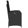 Chaises inclinables de jardin lot de 2 et coussins noir rotin 