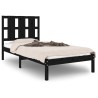 Cadre de lit sans matelas noir 75x190 cm bois massif 