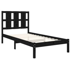 Cadre de lit sans matelas noir 75x190 cm bois massif 