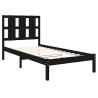 Cadre de lit sans matelas noir 75x190 cm bois massif 