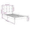 Cadre de lit sans matelas noir 75x190 cm bois massif 