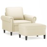 Fauteuil avec repose-pied Crème 60 cm Similicuir 