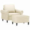 Fauteuil avec repose-pied Crème 60 cm Similicuir 