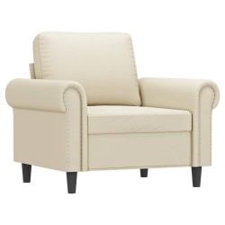 Fauteuil avec repose-pied Crème 60 cm Similicuir 