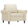 Fauteuil avec repose-pied Crème 60 cm Similicuir 