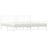Cadre de lit métal sans matelas et pied de lit blanc 193x203 cm 