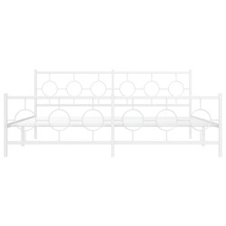 Cadre de lit métal sans matelas et pied de lit blanc 193x203 cm 