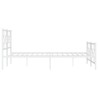 Cadre de lit métal sans matelas et pied de lit blanc 193x203 cm 