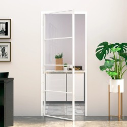 Porte d'intérieur Blanc 83x201,5 cm Trempé verre aluminium fin 