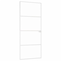 Porte d'intérieur Blanc 83x201,5 cm Trempé verre aluminium fin 