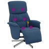 Fauteuil inclinable de massage avec repose-pieds bleu tissu 