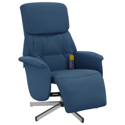 Fauteuil inclinable de massage avec repose-pieds bleu tissu 