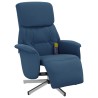 Fauteuil inclinable de massage avec repose-pieds bleu tissu 