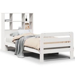 Cadre de lit sans matelas blanc 90x190 cm bois de pin massif 