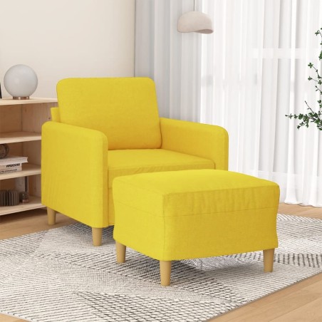 Fauteuil avec repose-pied Jaune clair 60 cm Tissu 