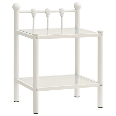 Table de chevet Blanc/transparent 45x34,5x60,5cm Métal et verre 