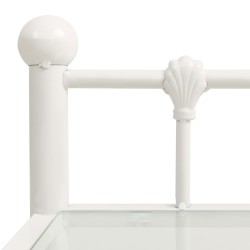 Table de chevet Blanc/transparent 45x34,5x60,5cm Métal et verre 