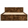 Cadre de lit et tête de lit sans matelas chêne fumé 135x190 cm 