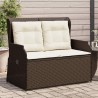 Banc inclinable de jardin avec coussins marron résine tressée 