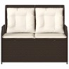 Banc inclinable de jardin avec coussins marron résine tressée 
