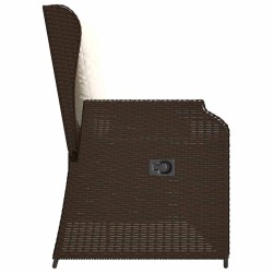 Banc inclinable de jardin avec coussins marron résine tressée 