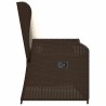 Banc inclinable de jardin avec coussins marron résine tressée 