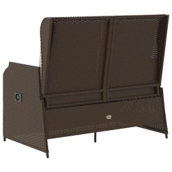 Banc inclinable de jardin avec coussins marron résine tressée 