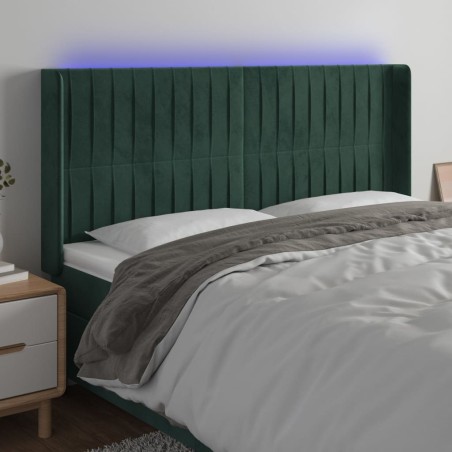 Tête de lit à LED Vert foncé 183x16x118/128 cm Velours 