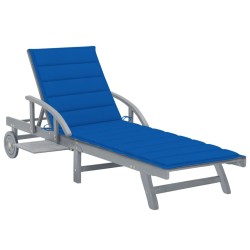 Chaise longue de jardin avec coussin Bois d'acacia solide 