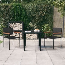 Ensemble à manger de jardin 3 pcs Noir 