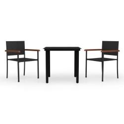 Ensemble à manger de jardin 3 pcs Noir 