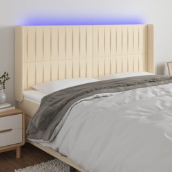 Tête de lit à LED Crème 183x16x118/128 cm Tissu 